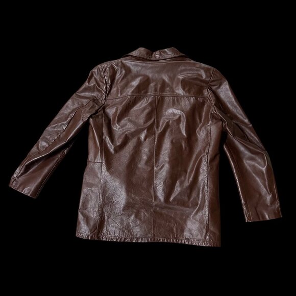Vintage Leather Jacket Zip Lining Startown USA 1970s Mens Disco 44 Tall Brown - Picture 3 of 11